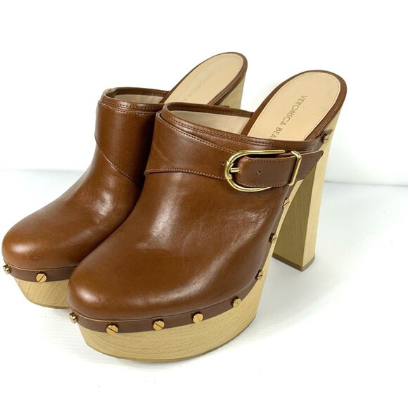 Veronica Beard Alek Womens Size 10 M Platform Clog Mule Brown Boho Chunky Retro - Picture 9 of 16